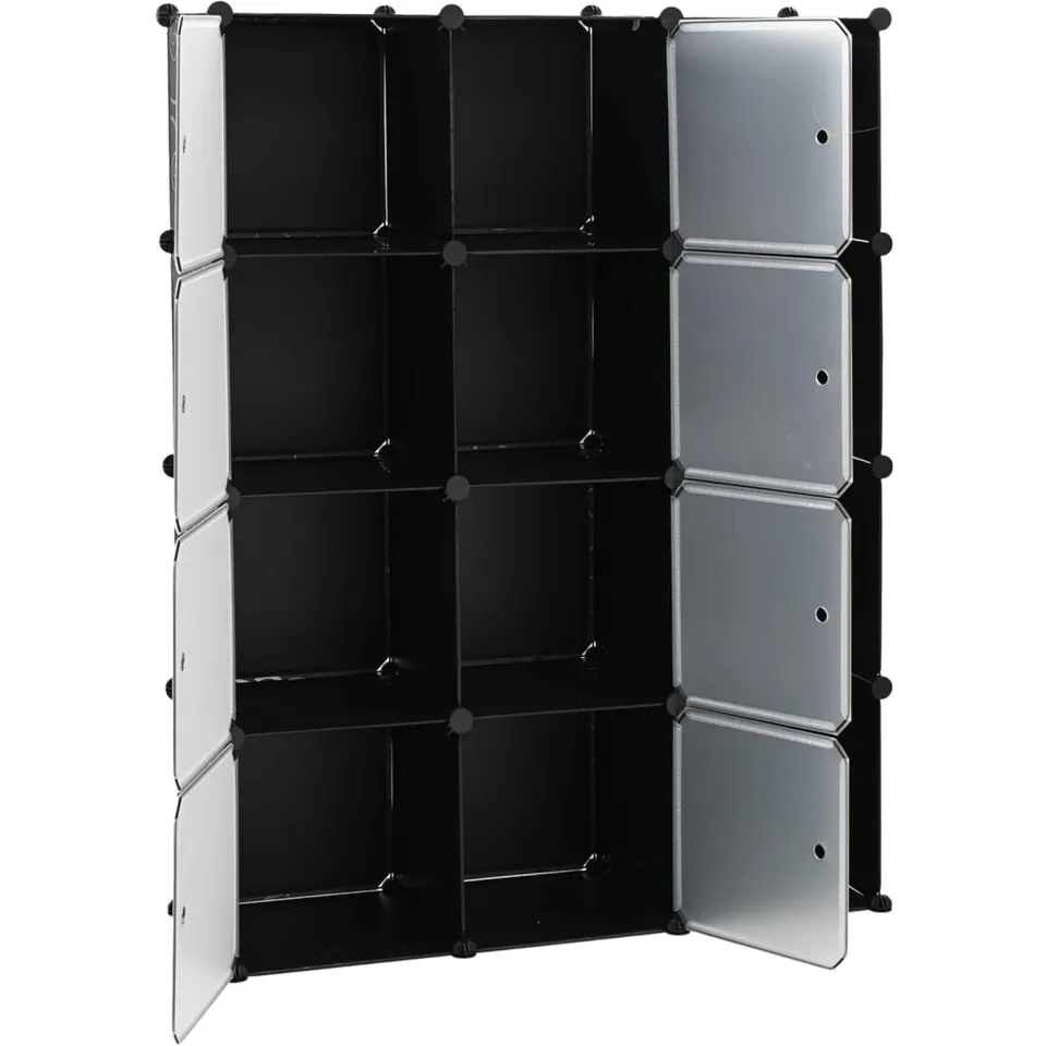 vidaXL Kast met 9 vakken modulair 109x36,5x143 cm zwart en wit, foto 4
