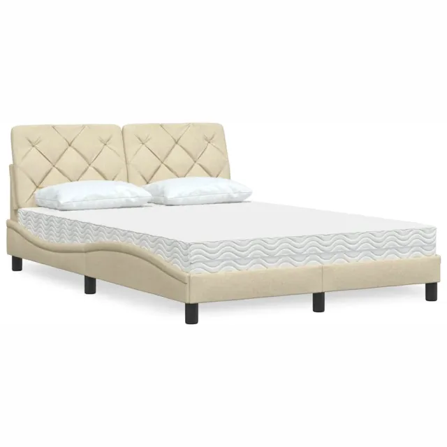 vidaXL Bed met matras stof crèmekleurig 140x200 cm