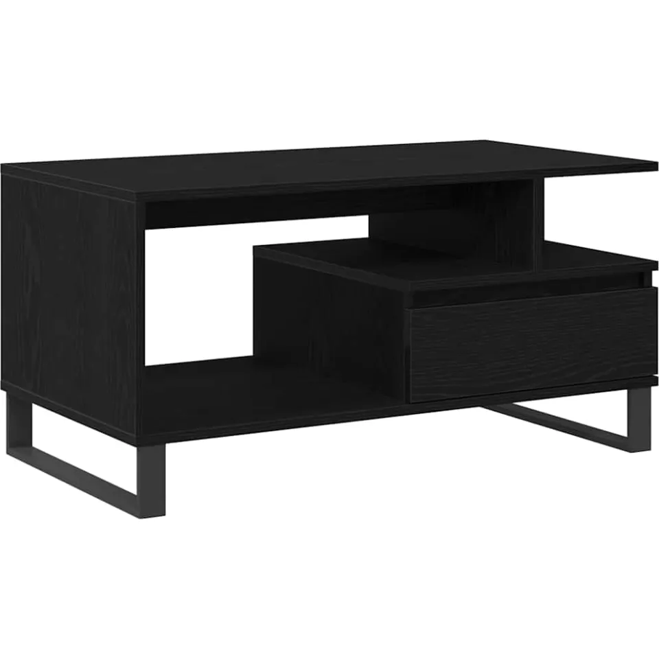 vidaXL Salontafel Zwart Eiken 90 x 49 x 45 cm Bewerkt hout, foto 3