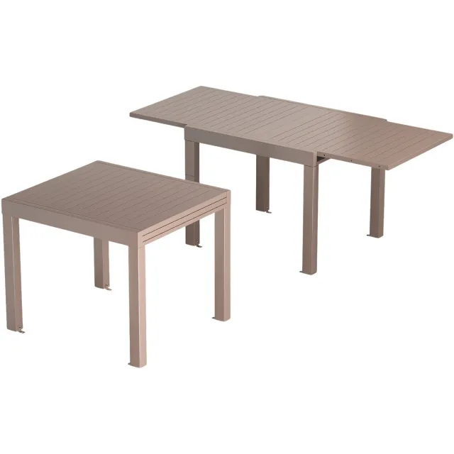 Happiq Multifunctionele Uitschuifbare Aluminium Tuintafel 160 × 80 cm – Weerbestendige Eettafel voor Tuin, Terras en Feesten – Bruin