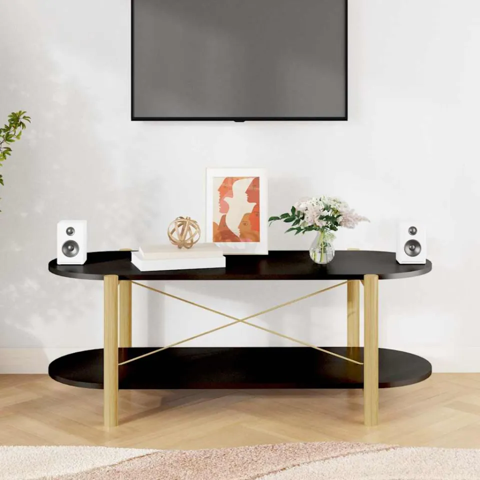 vidaXL Salontafel 110x48x40 cm bewerkt hout zwart, foto 3