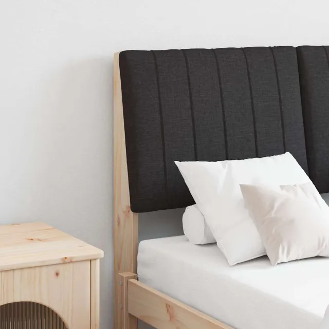vidaXL Gestoffeerd hoofdbord Zwart 120 cm Massief grenenhout Bruin