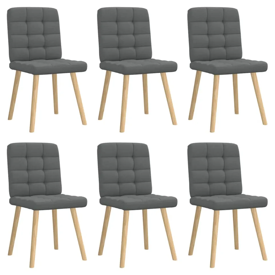 vidaXL Eetkamerstoelen 6 st stof donkergrijs grijs, foto 3