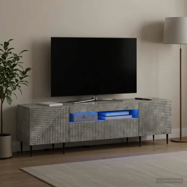 vidaXL LED tv-meubel HAARLEM 153 x 35 x 43 cm Betongrijs Bewerkt hout