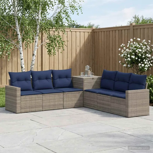 vidaXL Bankstel 7 st Grijs en Marineblauw 55 x 55 x 69 cm