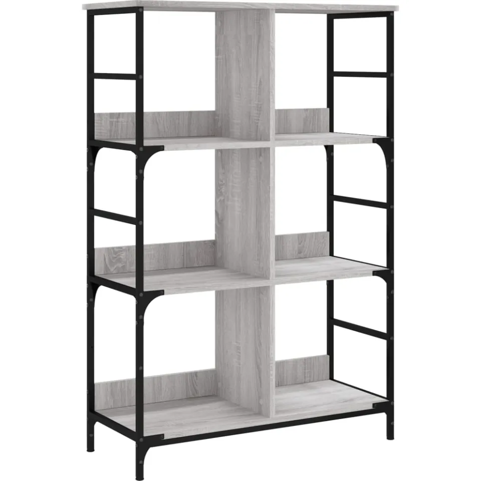 vidaXL Boekenrek 78,5x33x117,5 cm bewerkt hout grijs sonoma eikenkleur, foto 3