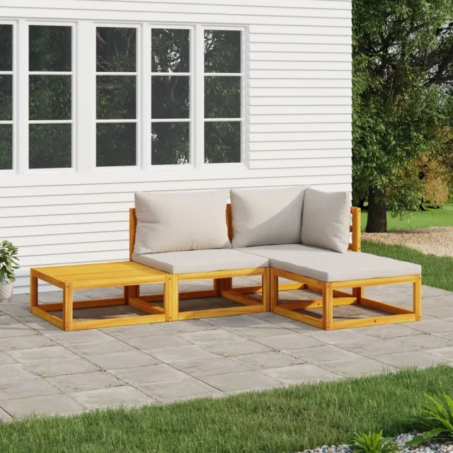 vidaXL 4-delige Loungeset met kussens massief hout taupe Bruin