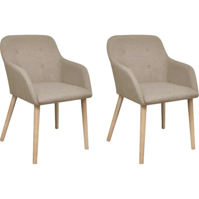 vidaXL Eetkamerstoelen 2 st stof en massief eikenhout beige