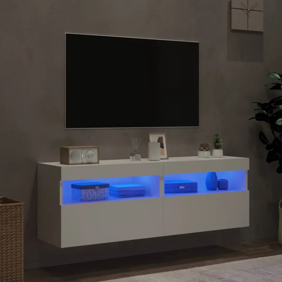 vidaXL Tv-wandmeubels met LED-verlichting 2 st 60x30x40 cm wit, foto 3