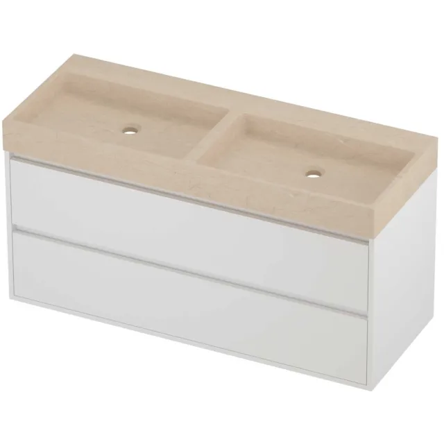 Proline Evoli Badmeubelset Hardsteen Loft Dubbel 120x46x62 cm Sand Stone Mat White