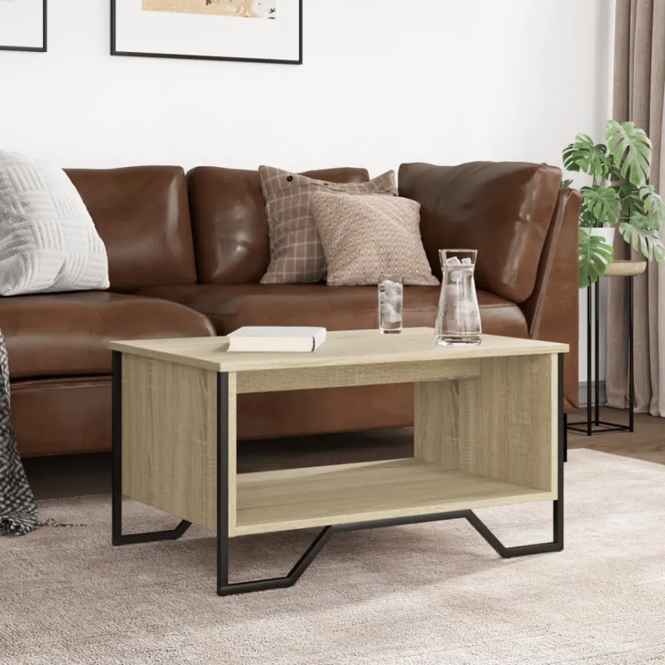 vidaXL Salontafel 75x51x40 cm bewerkt hout sonoma eikenkleurig, foto 2