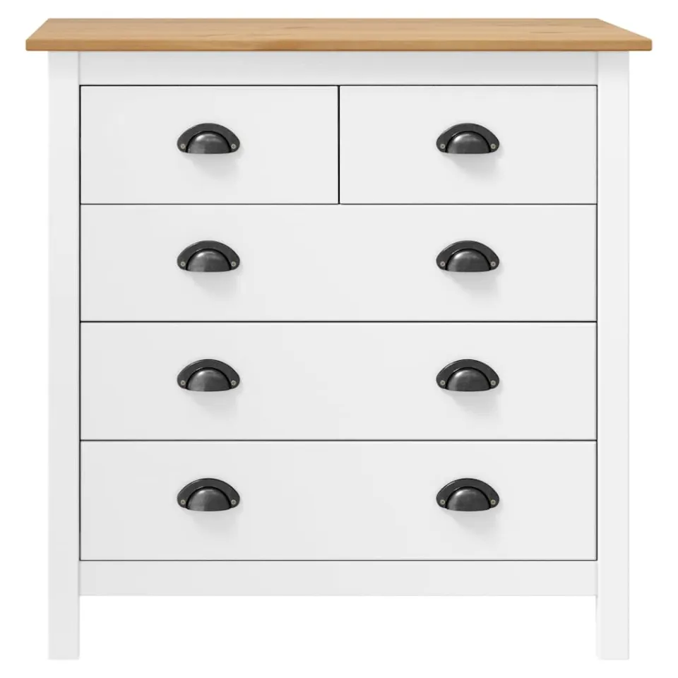 vidaXL Dressoir Hill 79x40x80 cm massief grenenhout wit, foto 2