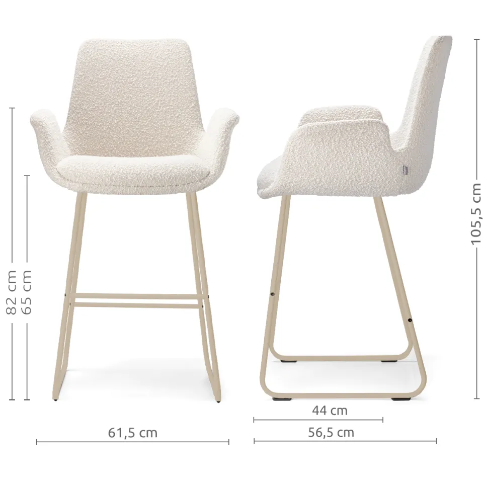 Nolon Nino-Eef barkruk bouclé beige - beige onderstel - 65 cm, foto 2