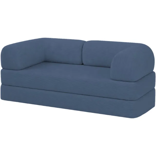 Bananair 2-zits Bank - Modulaire slaapbank - Bedbank - Ribfluweel - 90x180 cm - Blauw