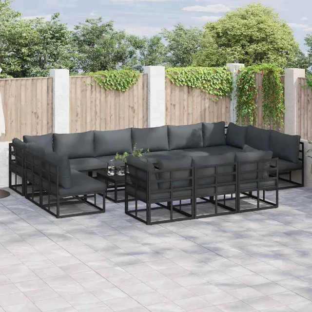vidaXL Tuinbankenset 14 st Zwart Aluminium, foto 2