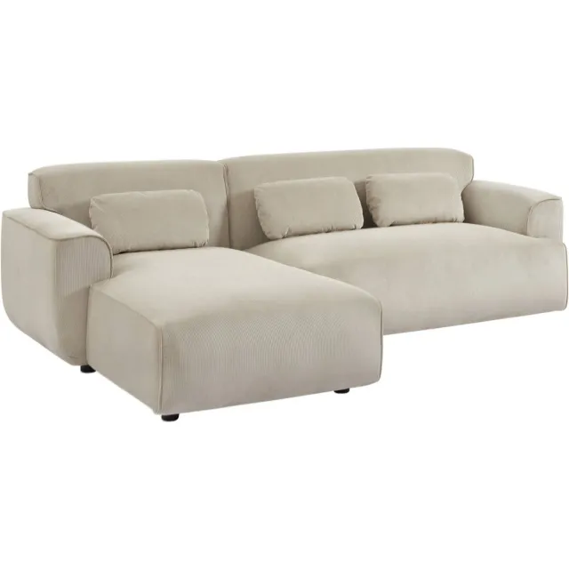 sweeek Hoekbank, 2 tot 3 zits, corduroy, linkerhoek - wallas Grijsbeige