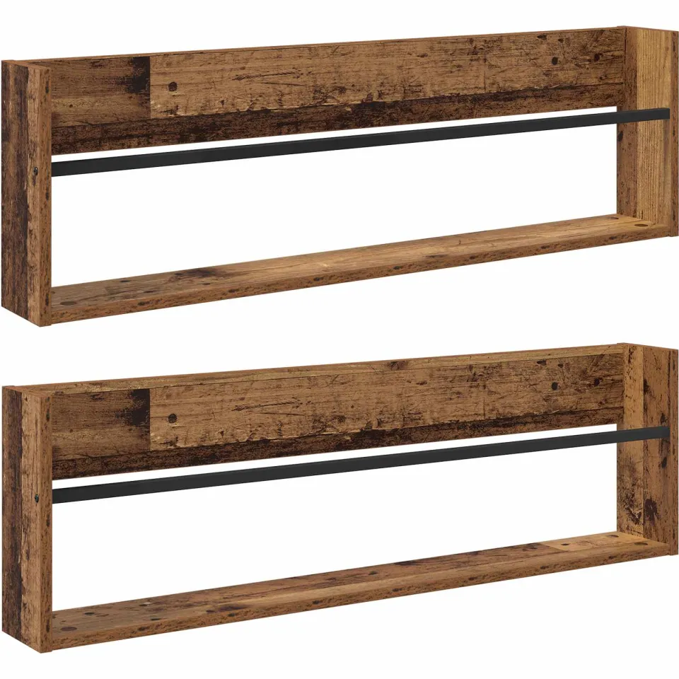 vidaXL Tijdschrift Rek 2 st Oudhout 100 x 12 x 30 cm Bewerkt hout bruin, foto 3