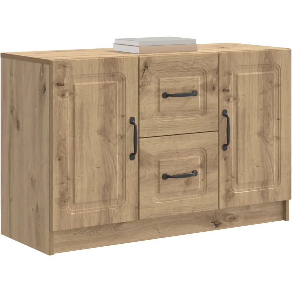 vidaXL Dressoir Artisanaal eiken 89 x 34,5 x 57 cm Bewerkt hout Bruin