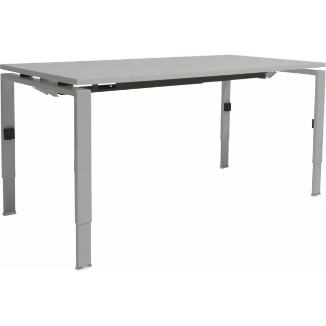 Schaffenburg Linesto N4 bureau, hoogte instelbaar (65-85cm) met 140x80cm lindberg eiken zwevend 25mm blad en zwart (RAL9005) vierpoot N-frame (poot rechthoekig 66 x 26 mm.), (met geintegreerde kabelgoot) Zwart (RAL9005)/Lindberg eiken