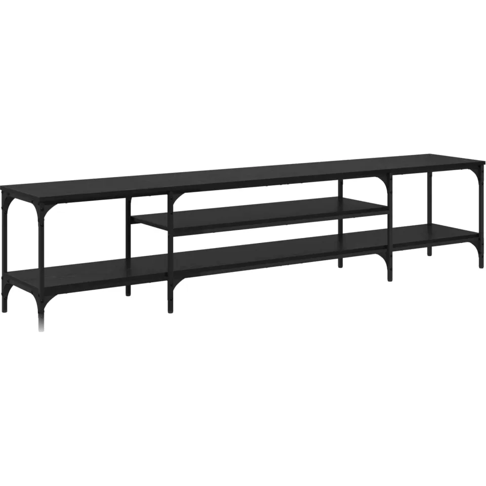 vidaXL TV-kast Zwart Eiken 201 x 35 x 45 cm Gemonteerd hout en ijzer, foto 3