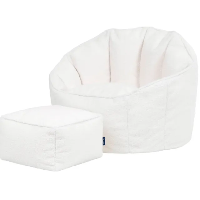 iCON icon - Sirena Zitzak Fauteuil met Poef - Boucle - Olijfgroen Crème