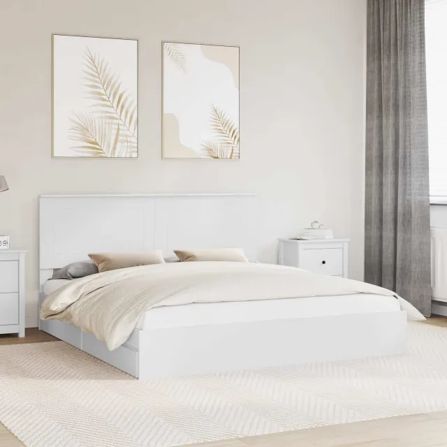 vidaXL Opslag bed met lade met opslag Wit 180 x 200 cm Bewerkt hout