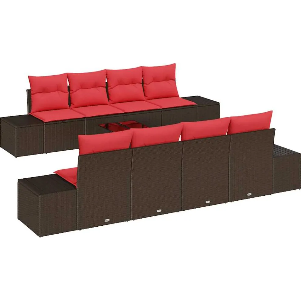 vidaXL Tuin Sofa Set 9 st Bruin poly rattan, foto 4