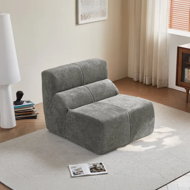 COVREO Fauteuil 93x109x79 cm lichtgrijs velvet, voor woonkamer en kantoor