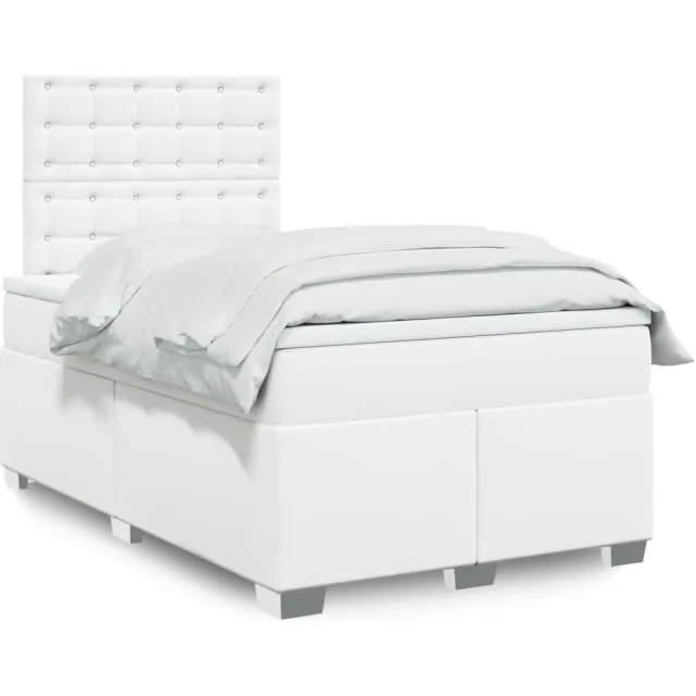 vidaXL Boxspring met matras kunstleer wit 120x190 cm