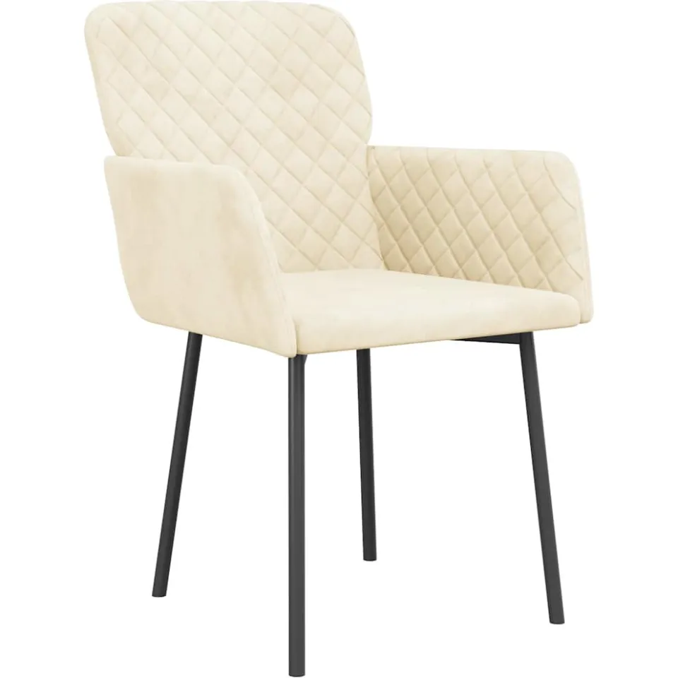 vidaXL Eetkamerstoelen 2 st fluweel crèmekleurig