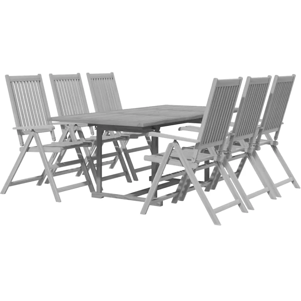 vidaXL 7-delige Tuinset massief acaciahout Grijs