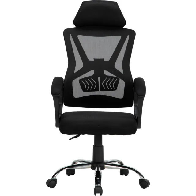 GOTAGEE Ergonomische bureaustoel, kantoorstoel met hoge rugleuning, ademende mesh bekleding, verstelbare hoofdsteun, opklapbare armleuningen, kantelfunctie, 360° draaifunctie, 150 kg, zwart