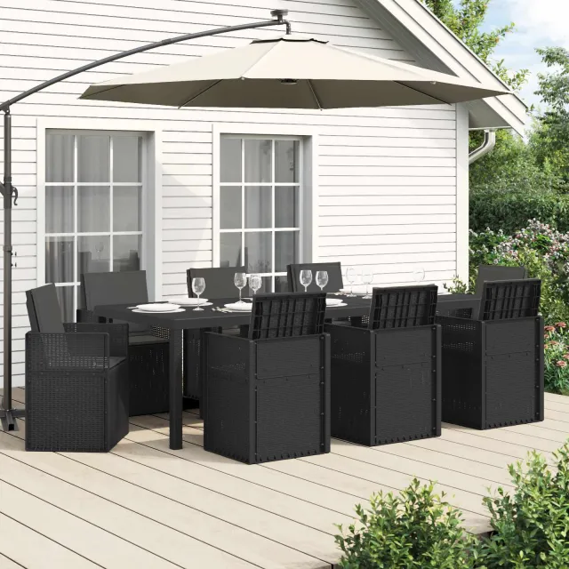 vidaXL Tuin eettafelset 9 st 8-zits Antracietkleurig PP