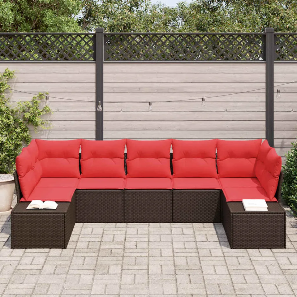 vidaXL Tuin Sofa Set 7 st Bruin poly rattan, foto 3