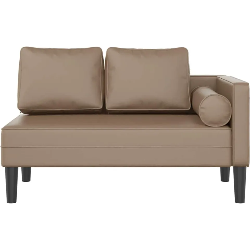 vidaXL Chaise longue met kussens kunstleer cappuccino Bruin