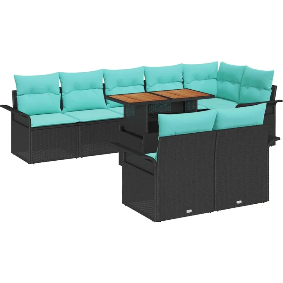 vidaXL Tuin Sofa Set 9 st Zwart Poly riet