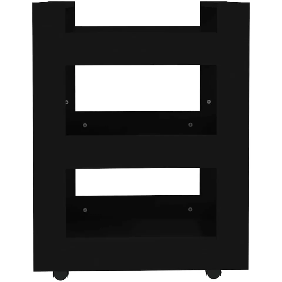 vidaXL Keukentrolley 60x45x80 cm bewerkt hout zwart, foto 4
