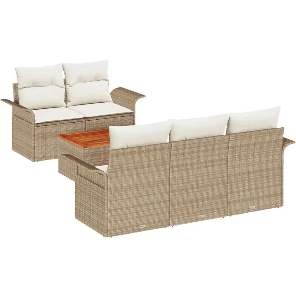 vidaXL Tuinbankenset 6 st Beige poly rattan, foto 4