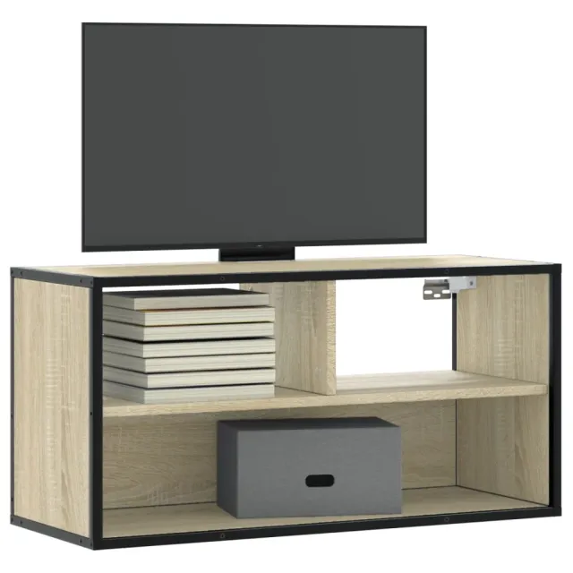 vidaXL Tv-meubel 80x31x39,5 cm bewerkt hout metaal sonoma eikenkleurig, foto 2
