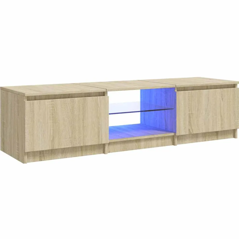 vidaXL Tv-meubel met LED-verlichting 140x40x36 cm sonoma eikenkleur Bruin