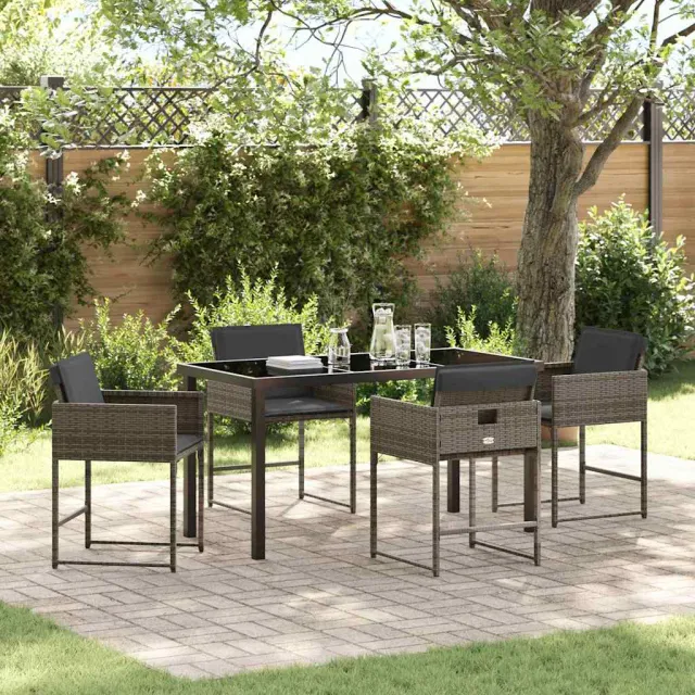 vidaXL Tuin eettafelset 5 st Grijs poly rattan, foto 2
