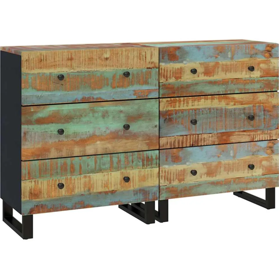vidaXL Dressoirs 2 st 60x33x75 cm massief gerecycled hout Bruin