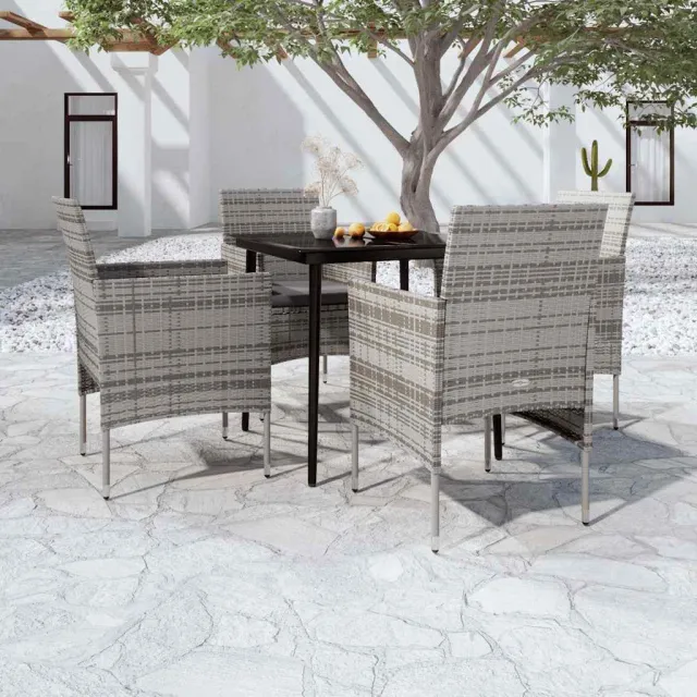 vidaXL 5-delige Tuinset met kussens grijs en zwart, foto 2