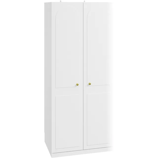 SoBuy Kledingkast - Kledingkasten Slaapkamer met Klapdeuren en Hangrail - Kledingkast Organizer met 1 Lade en 3 Verstelbare Planken - Witte Spaanplaat Kledingkast | KSB07-W