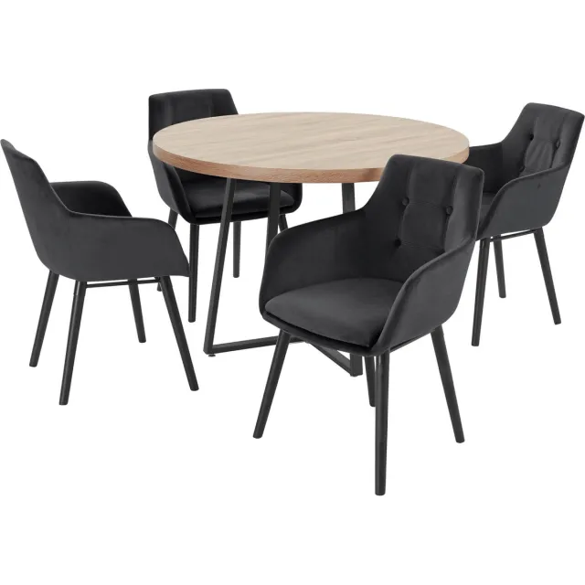 Notio Living Anja&Bradford-Eetset - 110 cm - Zwart