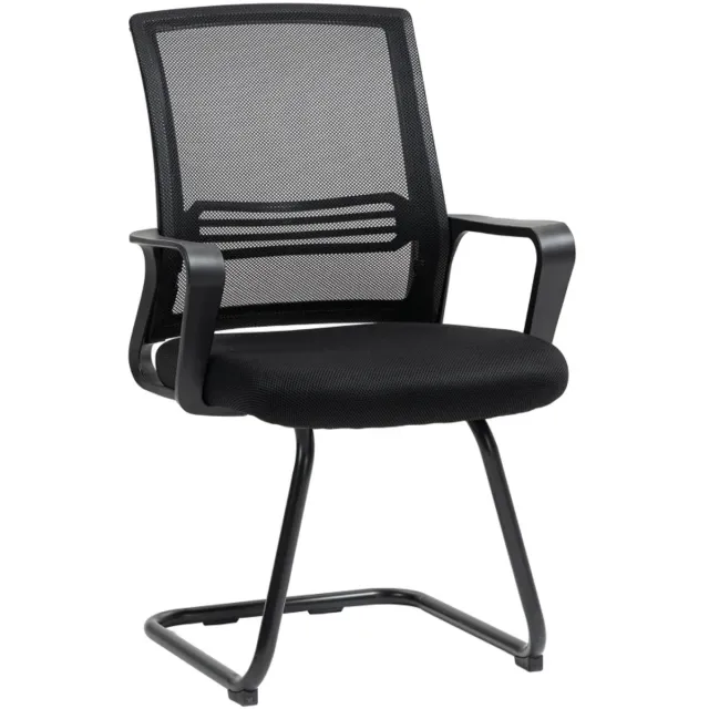 ZYLARO Set van 2 Ergonomische Bureaustoel - Gestoffeerde Vergaderstoelen met Sledevoet - Kantoorstoel - Gamestoel - Volwassenen Stoel - Computerstoel - voor Wachtruimtes & Receptiegebieden - Zwart