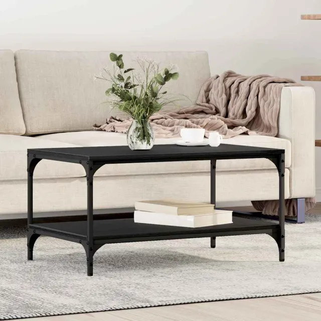 vidaXL Salontafel Zwart Eiken 82 x 50 x 40 cm Bewerkt hout, foto 2