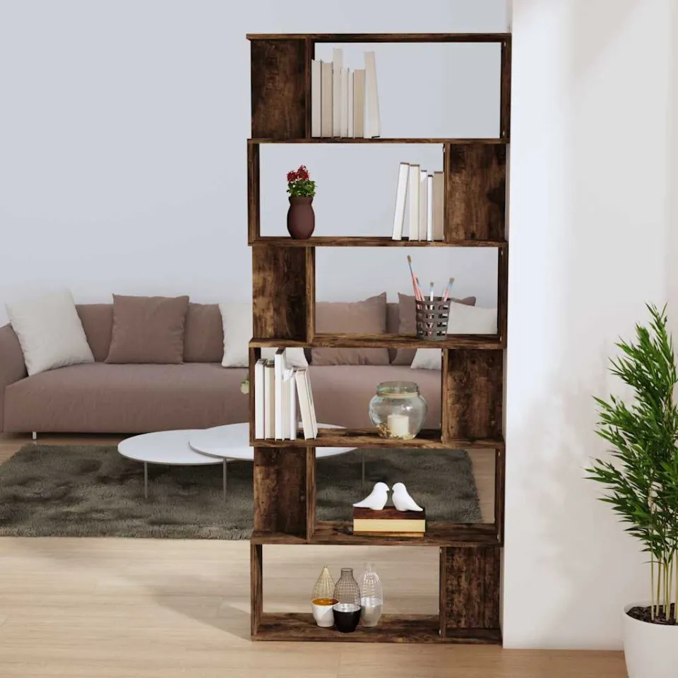vidaXL Boekenkast/kamerscherm 80x24x192 cm bewerkt hout gerookt eiken, foto 3