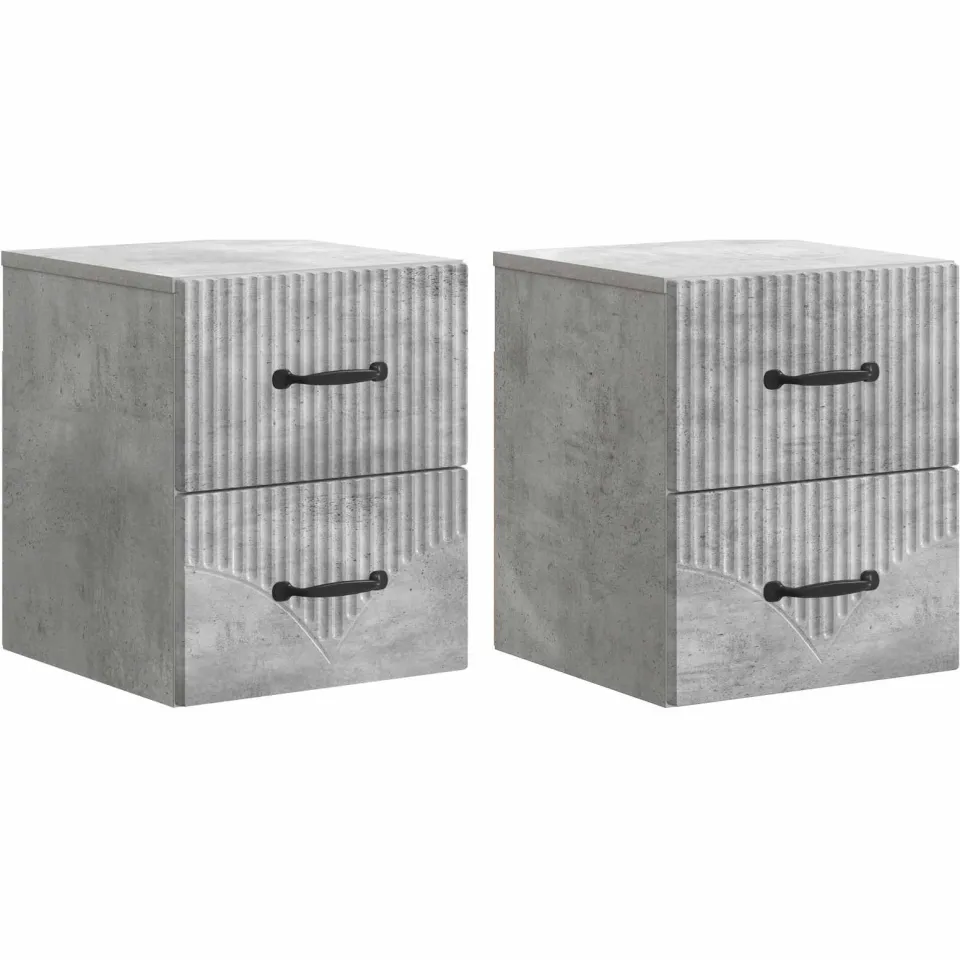 vidaXL Wandbeugel Bedkast 2 st Betongrijs 34,5 x 33 x 40 cm grijs, foto 3