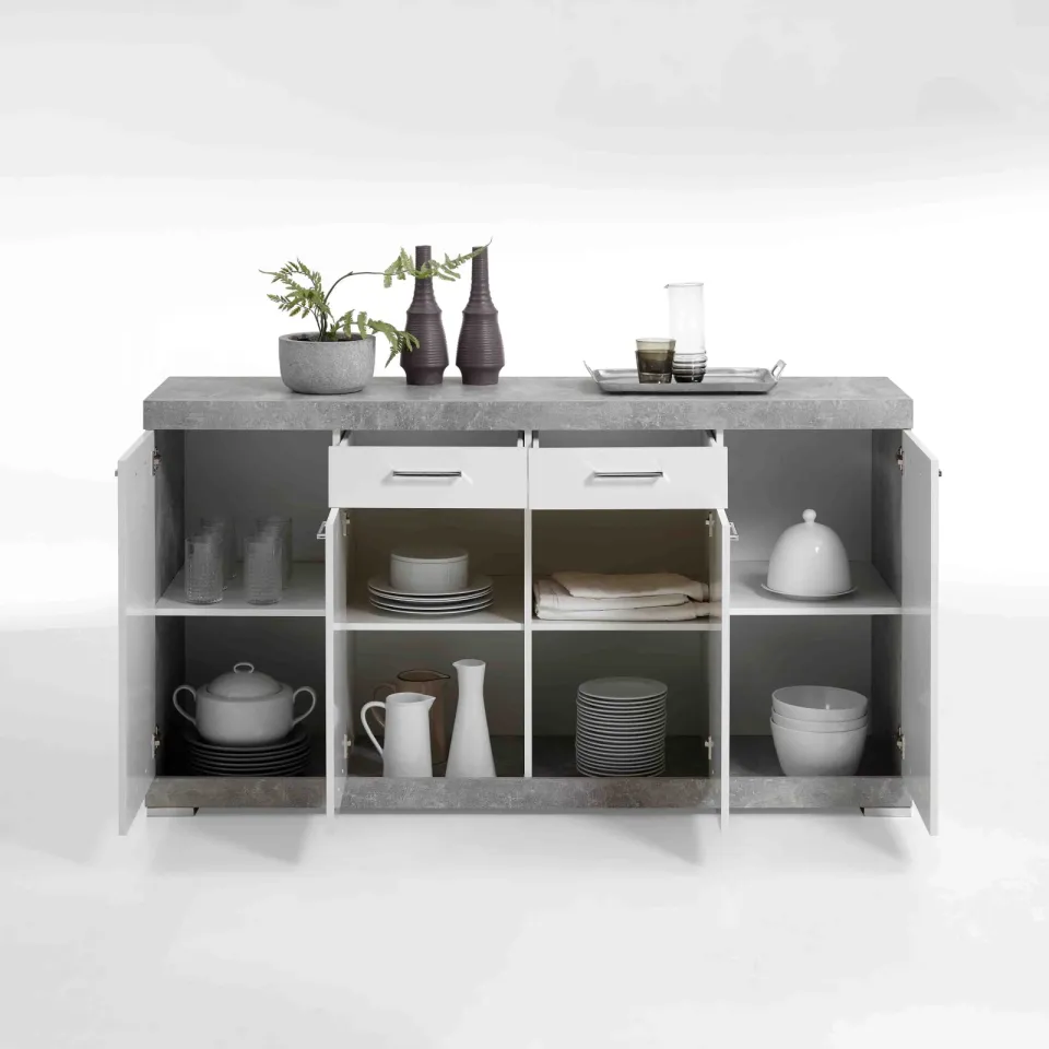 dressoir Hermes beton grijs en wit, foto 3